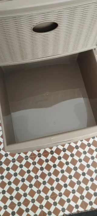 Cajonera de plástico efecto ratan color marrón