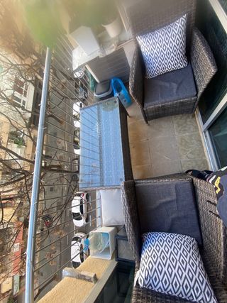 Muebles de jardín/balcón ratán gris