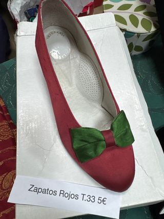 Zapatos Fallera Niña T.33 Rojo y Verde