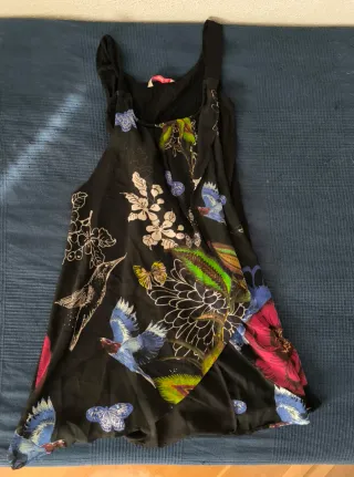 Vestido Desigual Negro Multicolor