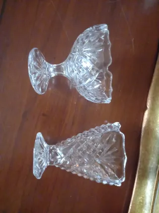 Juego 2 copas decorativas cristal tallado