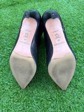 Botines de piel Pura López Tacón Negro Talla 38