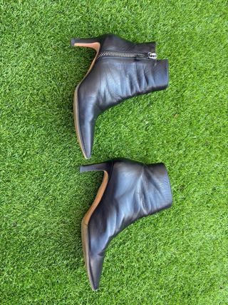 Botines de piel Pura López Tacón Negro Talla 38