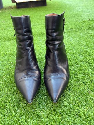 Botines de piel Pura López Tacón Negro Talla 38