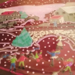 Piatto Natale Vetro Dipinto A Mano Vintage