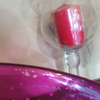 Piatto Natale Vetro Dipinto A Mano Vintage