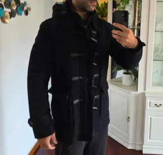 Abrigo de paño negro hombre