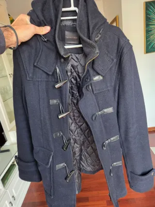 Abrigo de paño negro hombre