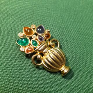 Spilla vintage anni 80 vaso fiori