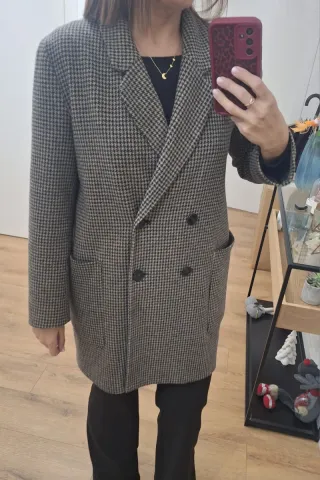 Chaquetón Zara paño estampado mujer