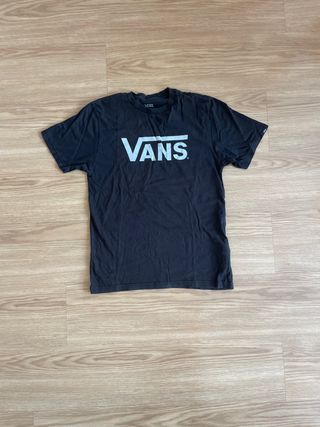 Camiseta Vans Negra Logo Blanco