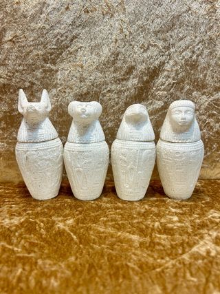 4 Vasi Canopic Portacandele in Pietra