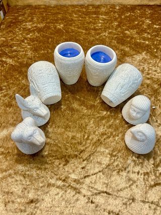 4 Vasi Canopic Portacandele in Pietra