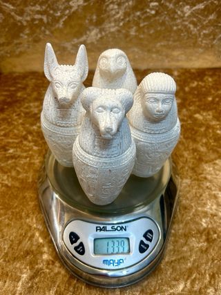 4 Vasi Canopic Portacandele in Pietra