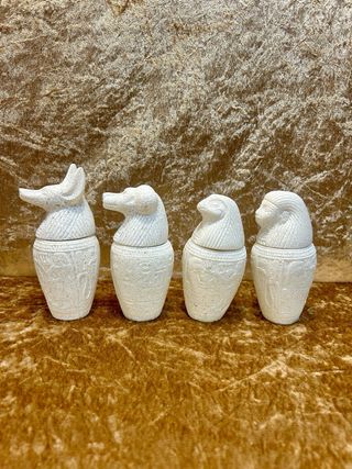 4 Vasi Canopic Portacandele in Pietra