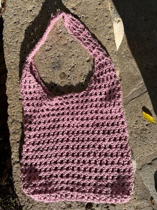 Borsa uncinetto rosa con anellini