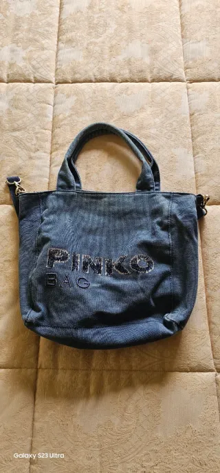 Borsa Pinko Jeans Blu con Scritta PINKO BAG