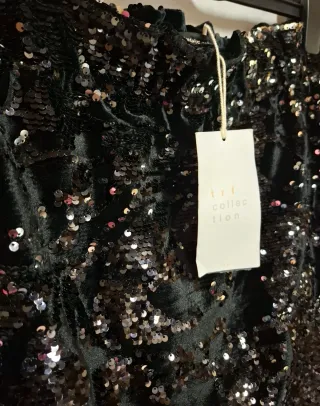 Minigonna Zara paillettes nere e argento