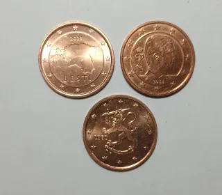 Trittico monete 5 cent euro 2022-2023