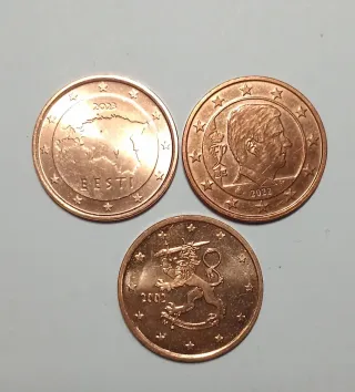 Trittico monete 5 cent euro 2022-2023