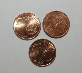 Trittico monete 5 cent euro 2022-2023