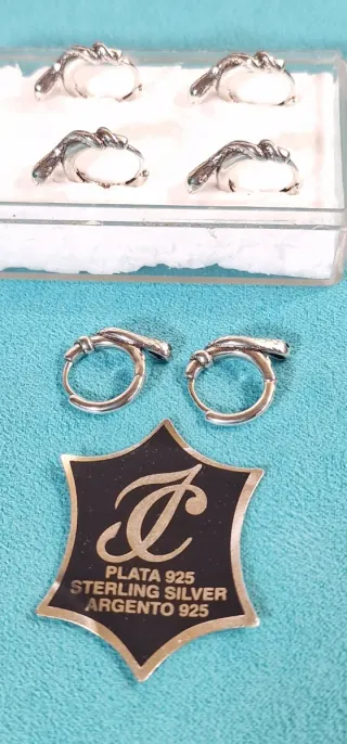 NIÑAS, Pendientes Pitón de Plata 925 y Circonitas