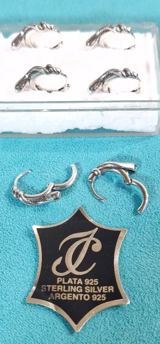 NIÑAS, Pendientes Pitón de Plata 925 y Circonitas