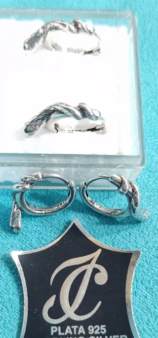 NIÑAS, Pendientes Pitón de Plata 925 y Circonitas