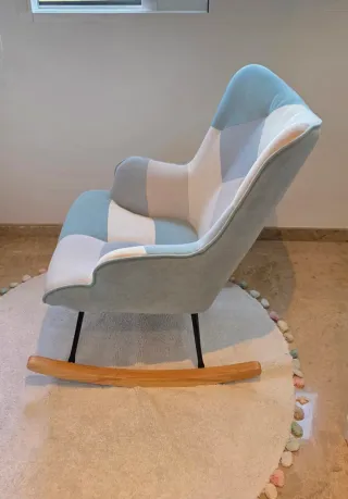 Mecedora Patchwork Tela, Metal y Madera