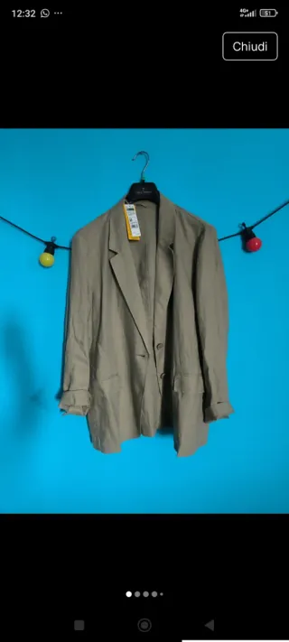 Giacca donna Benetton puro lino beige taglia