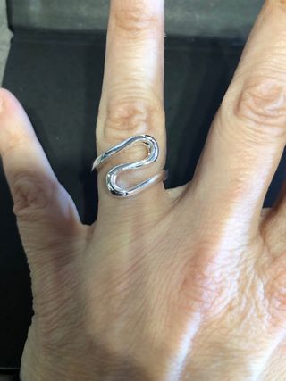 Anello onda argento regolabile