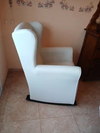 Sillón Balancín Lactancia Blanco piel SINTÉTICA.
