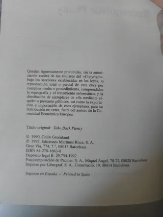 Reconquistar Plenty [1°Edición España de 1992]