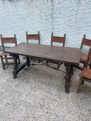 Conjunto Mesa y 4 Sillas Madera Maciza