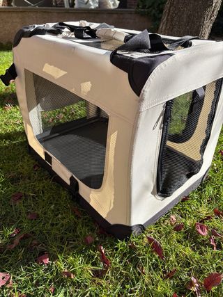 Transportín perro pequeño tela y rejillas