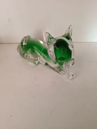 Gato de cristal Murano verde