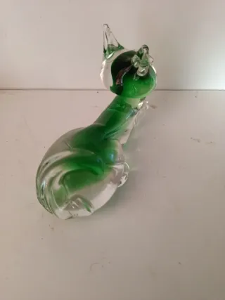 Gato de cristal Murano verde