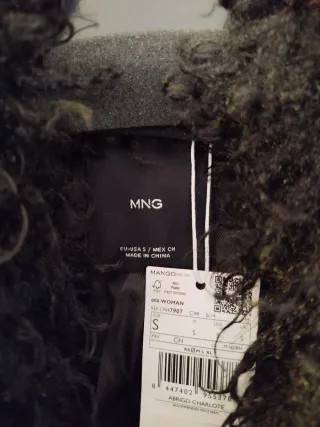 Abrigo Mango Polipiel Negro Nuevo