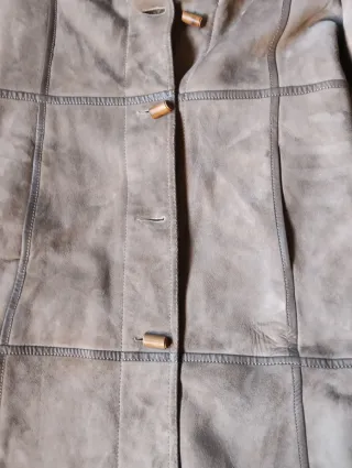 Abrigo largo piel vuelta beige/marrón