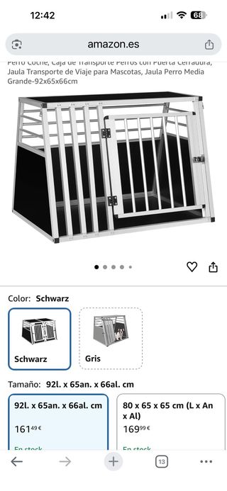 Jaula Transportín Perro Aluminio 92x65x66cm