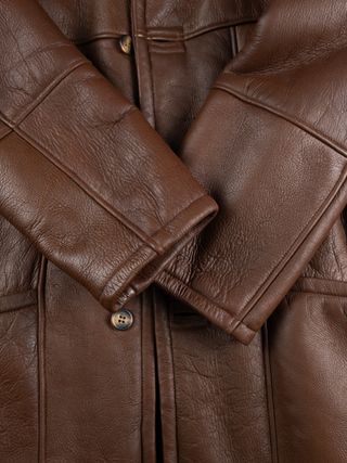 Abrigo de piel ovina marrón Talla 54