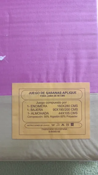 Juego Sábanas Cama 90cm