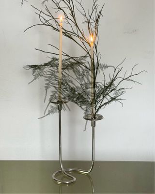 Candelabro Design Bauhaus Vintage Metallo Argento