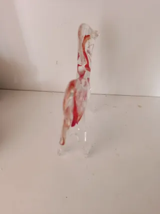 Cavallo di vetro Murano rosso e trasparente