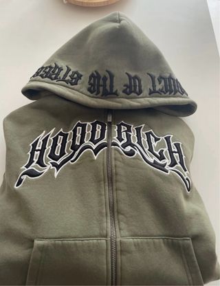 Sudadera con capucha y cremallera verde