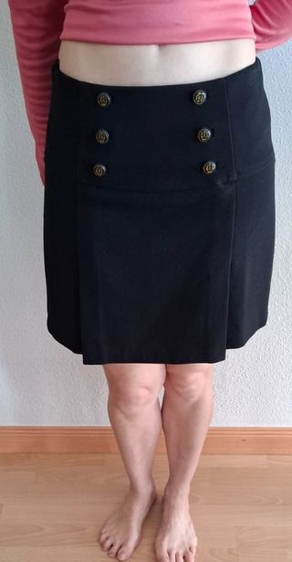 Minifalda Mango Negra Invierno Botones