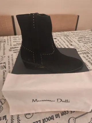 Botines Massimo Dutti Piel Mujer Talla 38 Negros