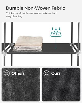 Guardaroba in tessuto con binario e 12 ripiani