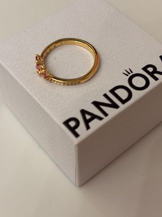 Anillo Pandora Corona Rosa y Dorado