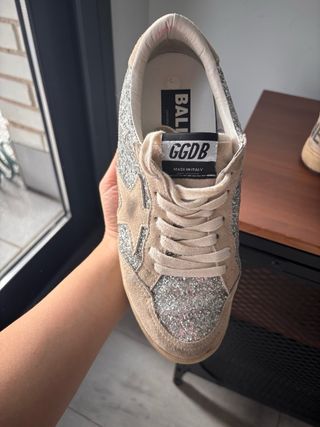 Zapatillas Golden Goose Glitter Beige/Plata